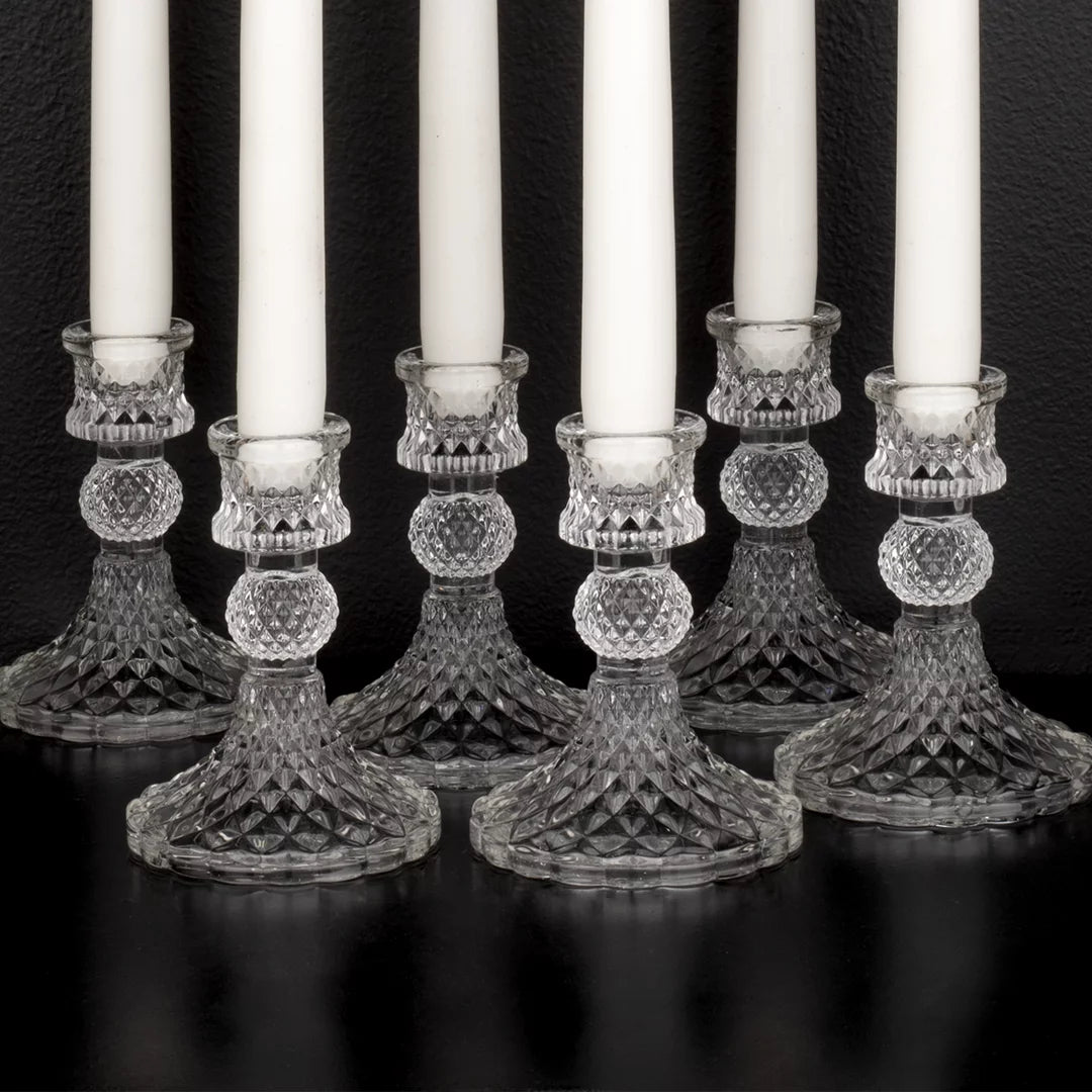 Vintage Glass Taper Candle Holders 6-Pack G81251