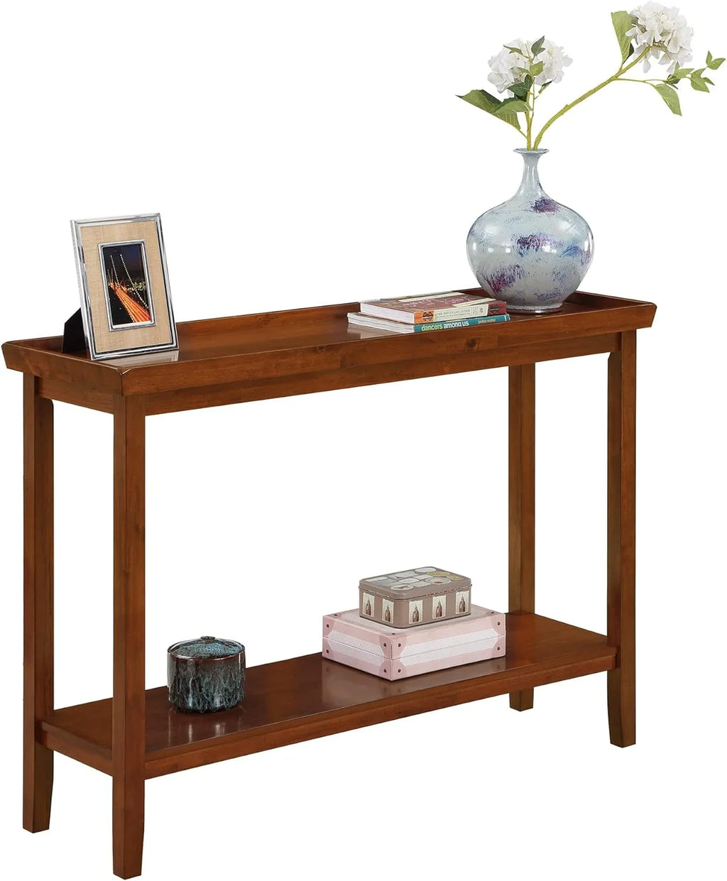 Cherry Console Table with Shelf W2063