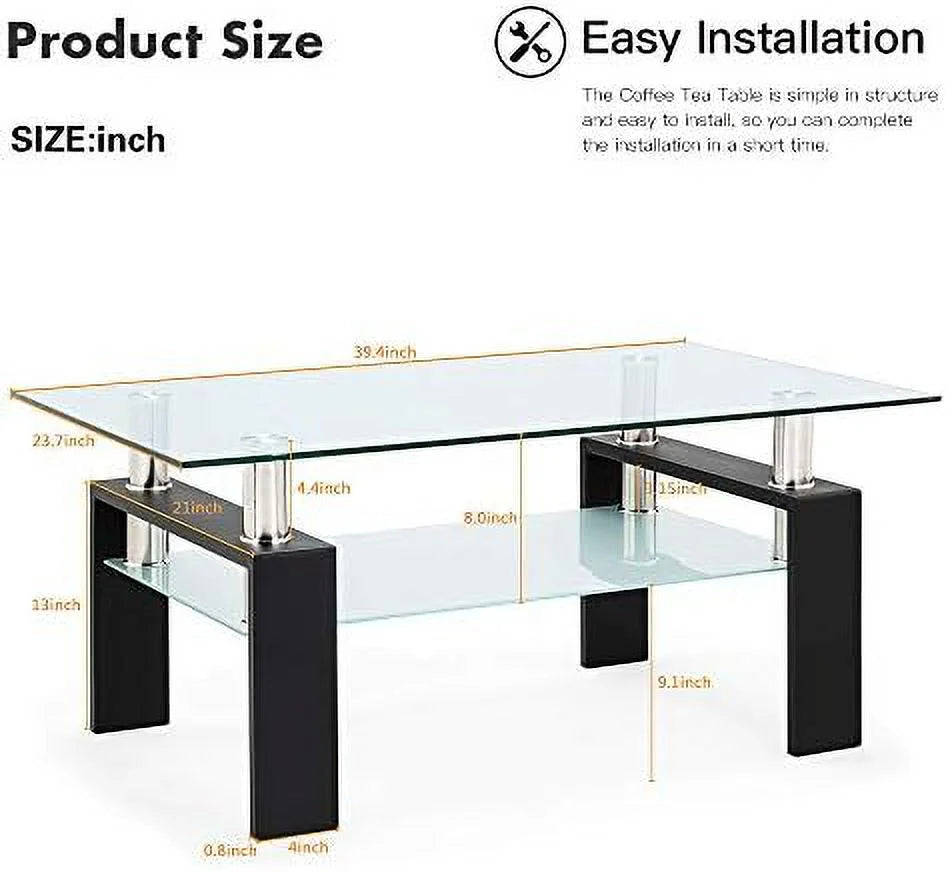 Glass Coffee Table with Metal Leg White V955077