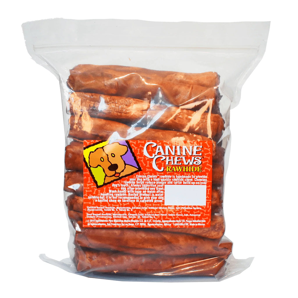 8-9" Beef Basted Rawhide Retriever Roll Bone Chew for Dogs 25 Pk N616