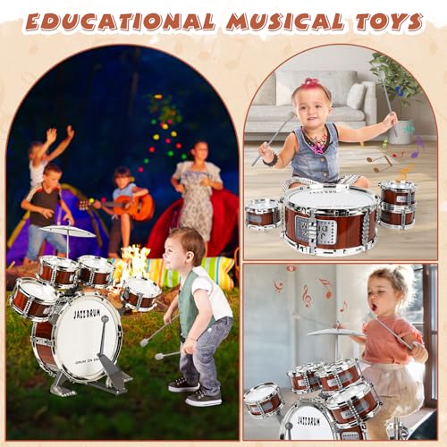 Kids Jazz Drum Set with 5 Drums Percussion Musical Instruments E23632