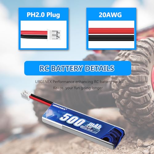 1S 500mAh 3.8V HV Lipo Battery 80C RC Drone Battery with PH2.0 Plug F190749