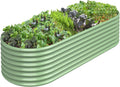 8x3x2FT Galvanized Metal Raised Garden Bed Light Green U73662