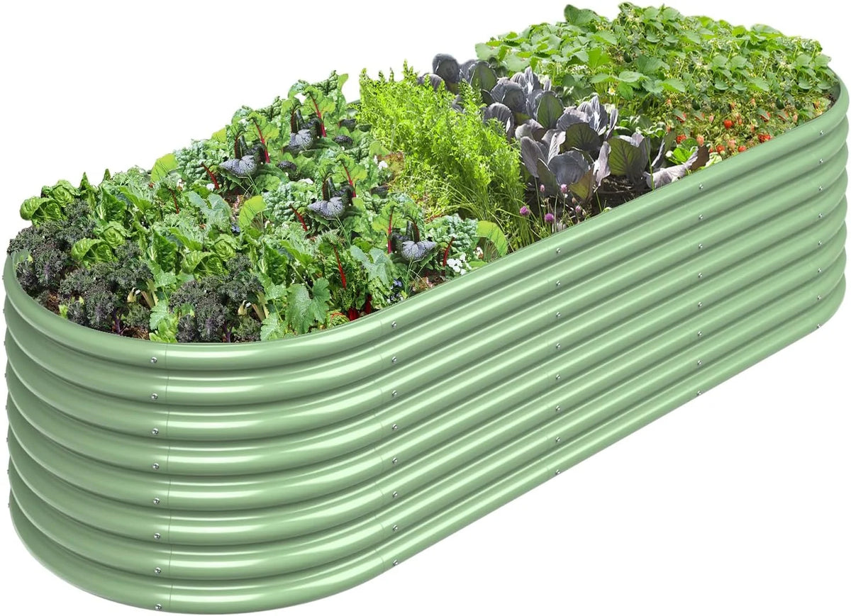 8x3x2FT Galvanized Metal Raised Garden Bed Light Green U73662
