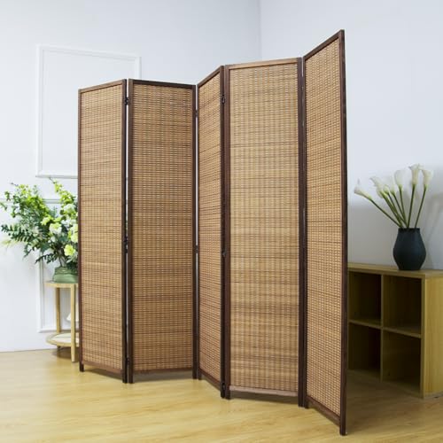 5.6 FT Tall Brown Bamboo Folding Room Divider K532