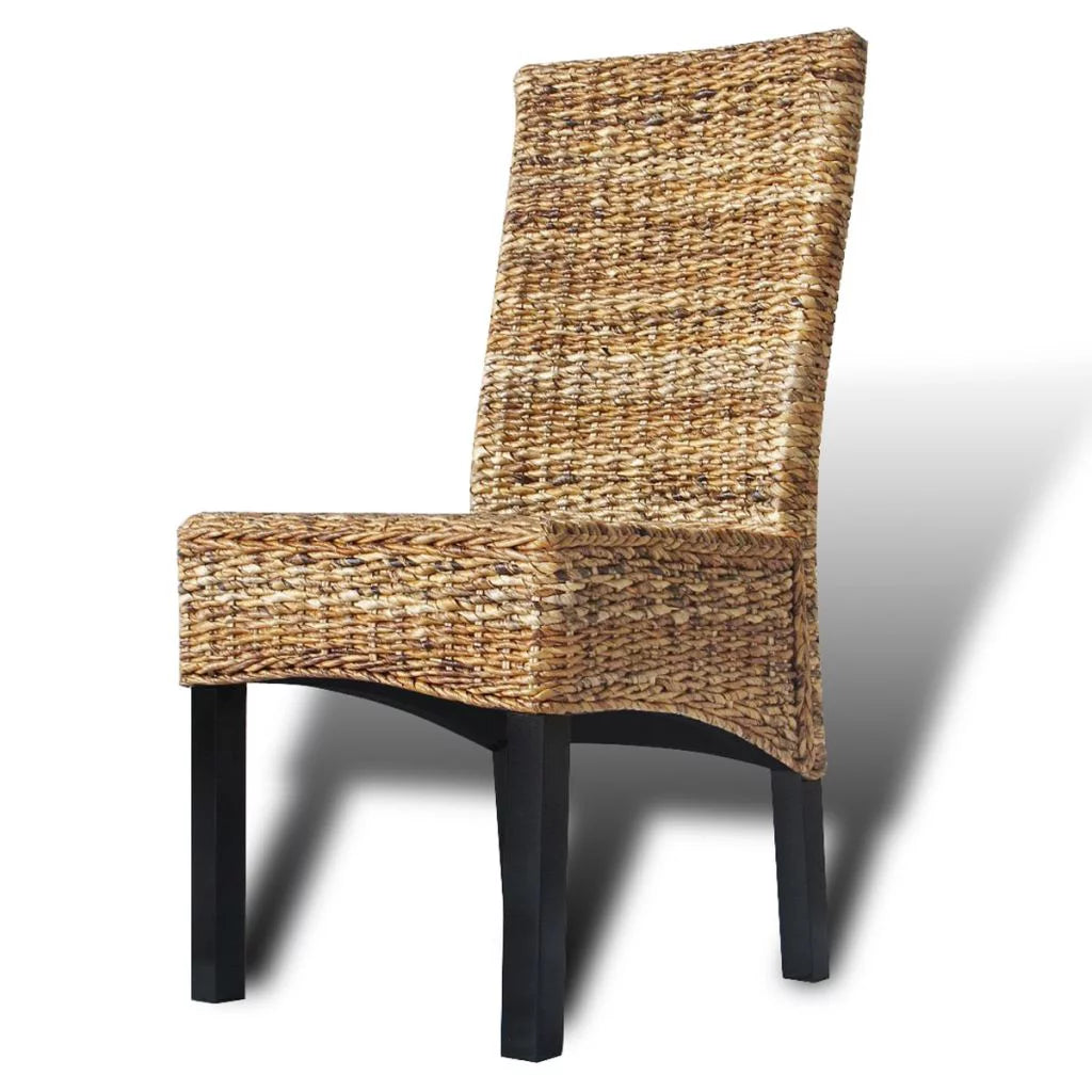 6 pcs Abaca and Solid Mango Wood Dining Chairs N9633