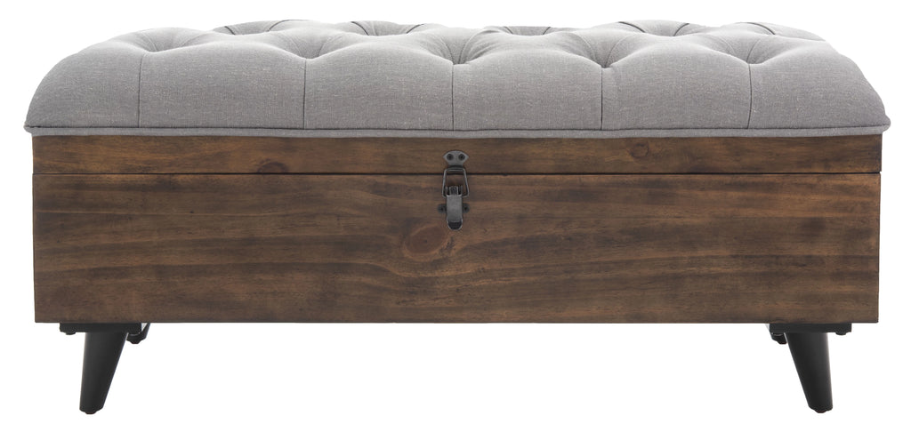 Grey Linen Storage Ottoman Y9385