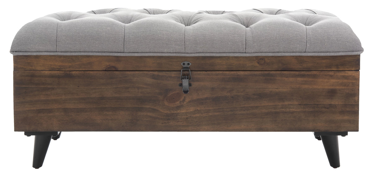 Grey Linen Storage Ottoman Y9385