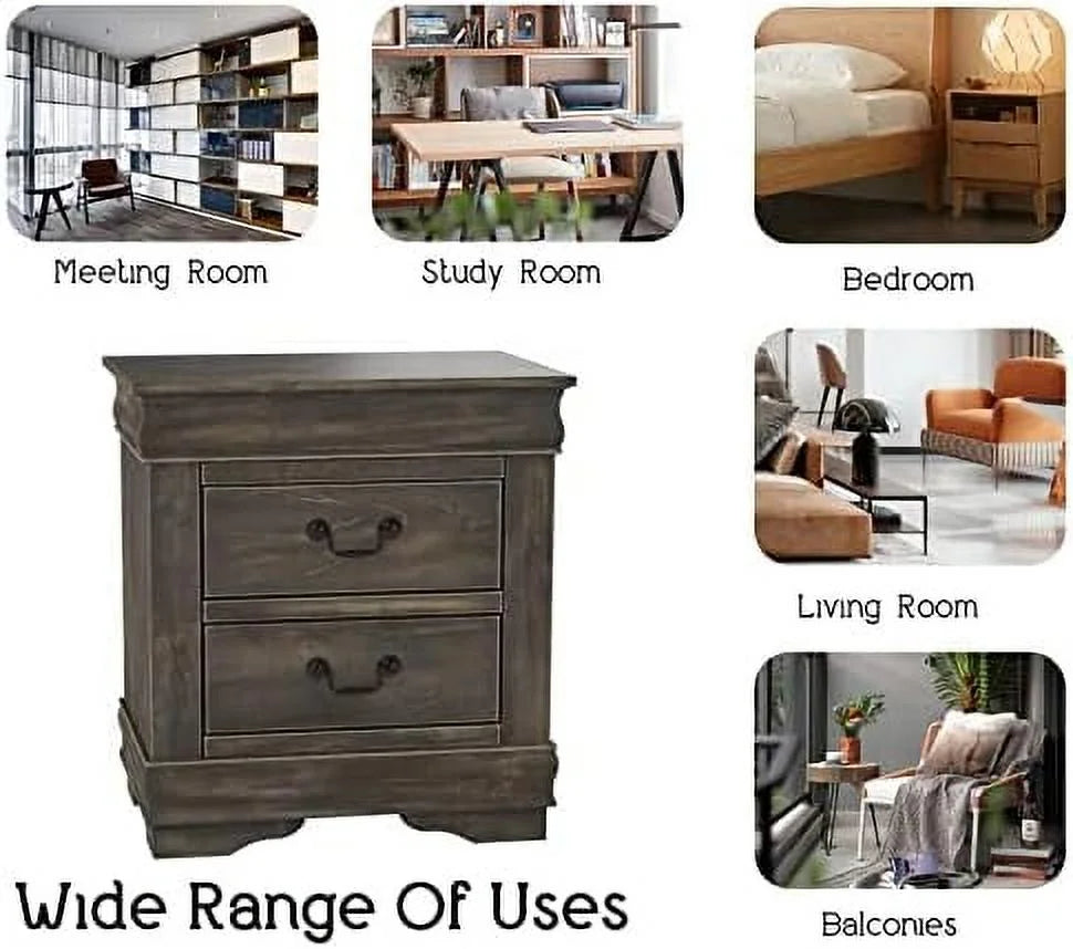 Small Wooden Nightstand with 2 Drawers Q9253