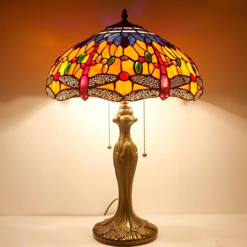 Orange Blue Stained Glass Table Lamp O8974