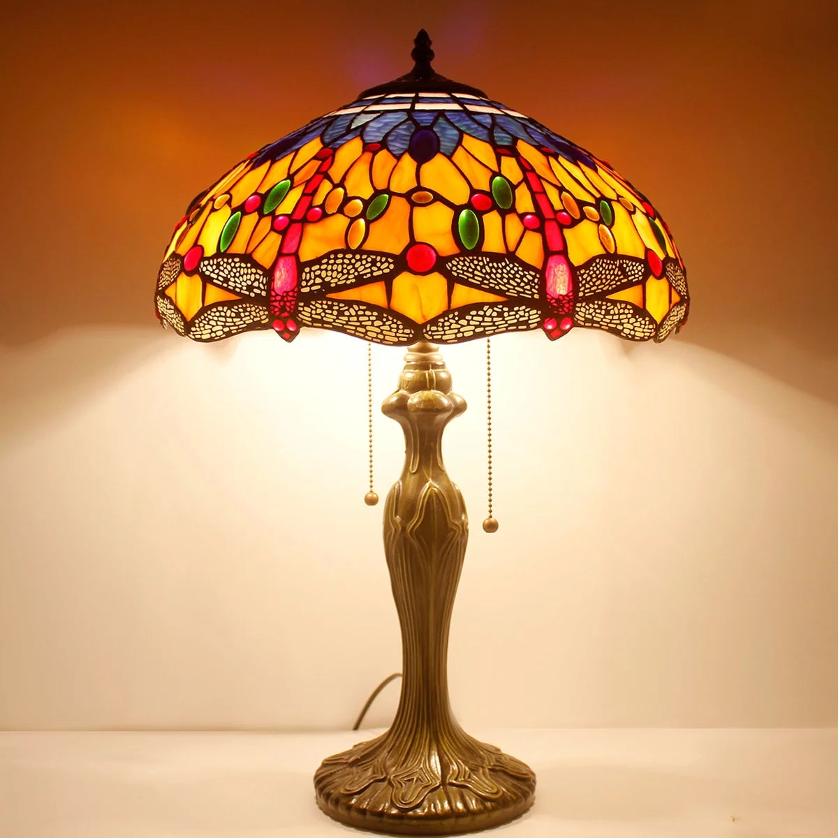 Orange Blue Stained Glass Table Lamp O8974
