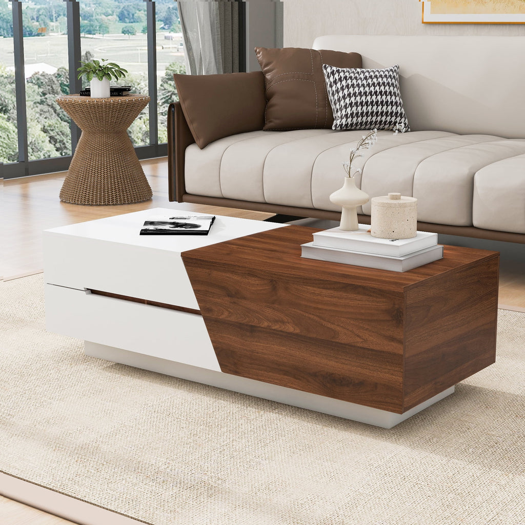 Extendable Coffee Table with Sliding Top and Storage Drawers J182