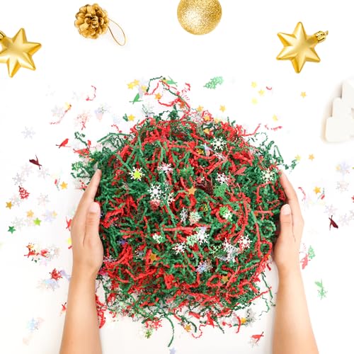 1LB Christmas Crinkle Cut Paper Basket Filler K2389