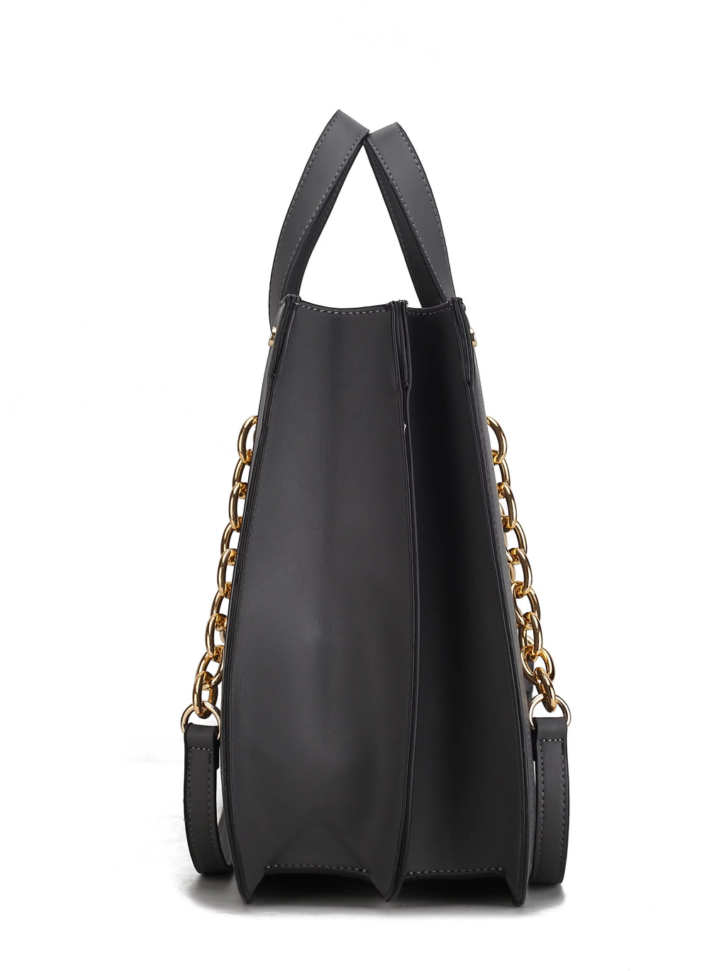 Black Vegan Leather Womens Tote Handbag D118