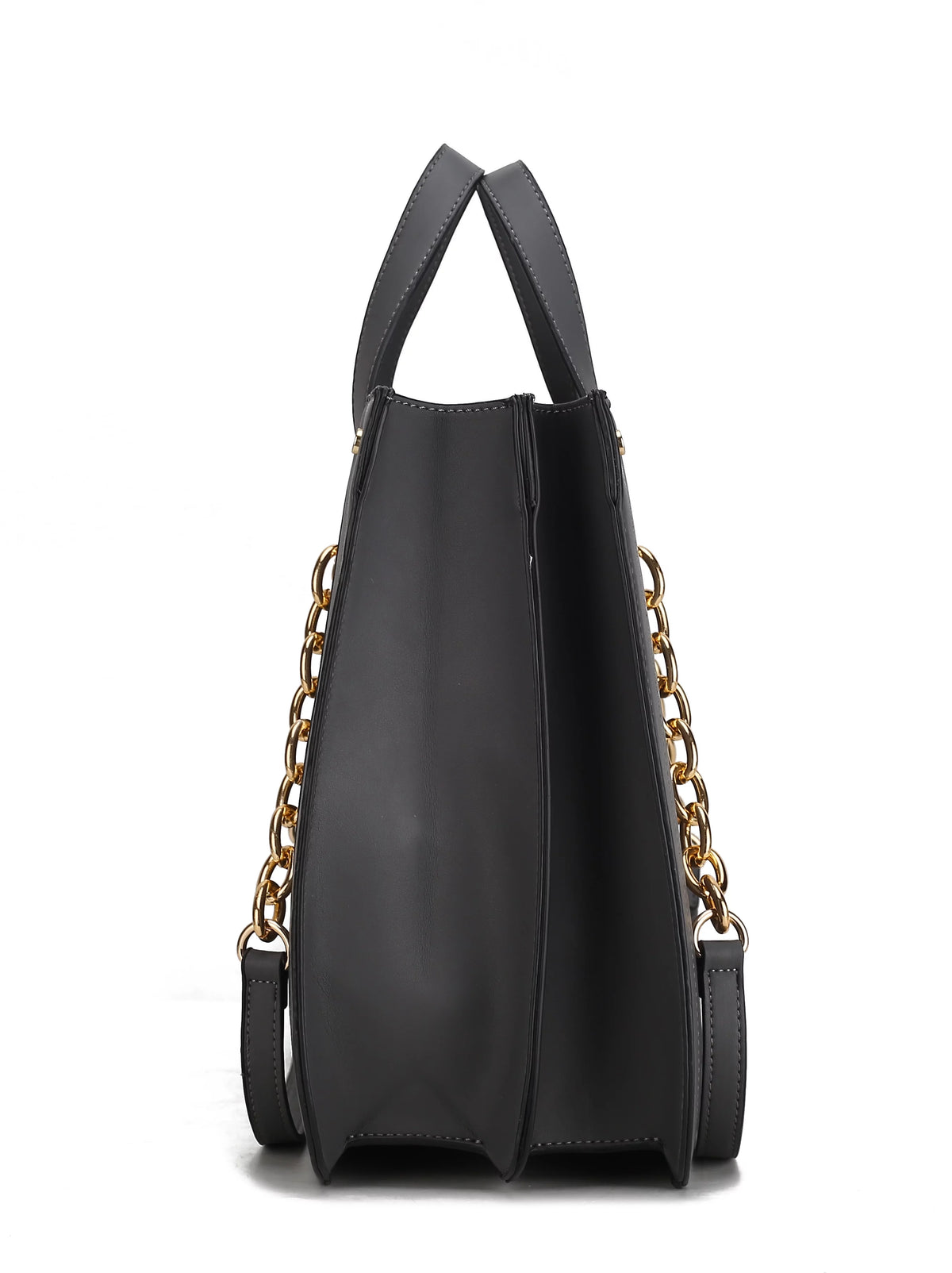 Black Vegan Leather Womens Tote Handbag D118