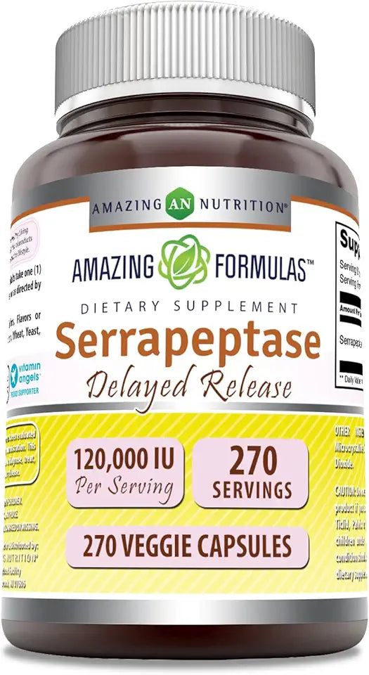 Serrapeptase 120,000 iu Veggie Capsules 270 Count W6454