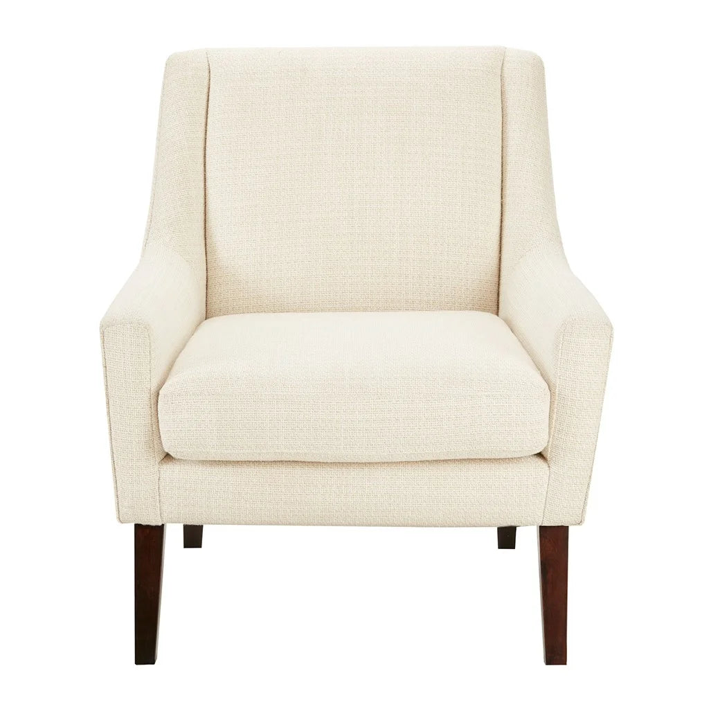 Wood Finish Accent Chair with Cream Fabric J943