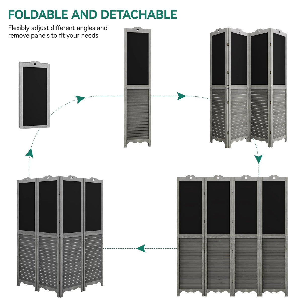 4 Panel Folding Room Divider with Chalkboard W831751