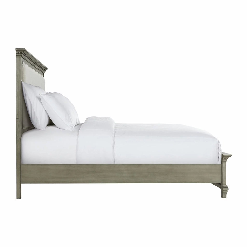 King Grey Wood Panel Bed U14101