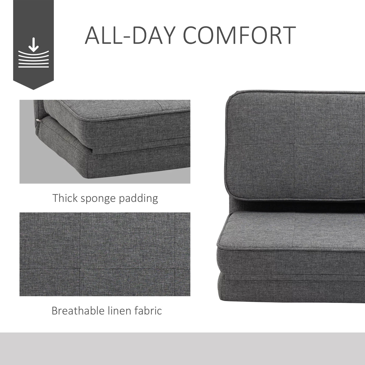 Dark Grey Convertible Flip Chair M645