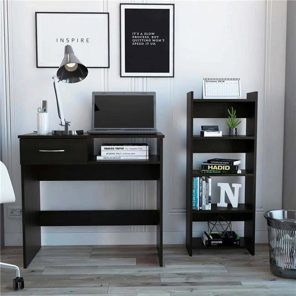 Black Desk & Bookshelf Set X3281