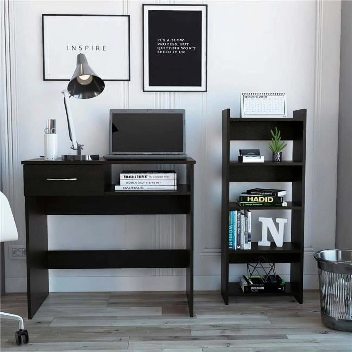 Black Desk & Bookshelf Set X3281