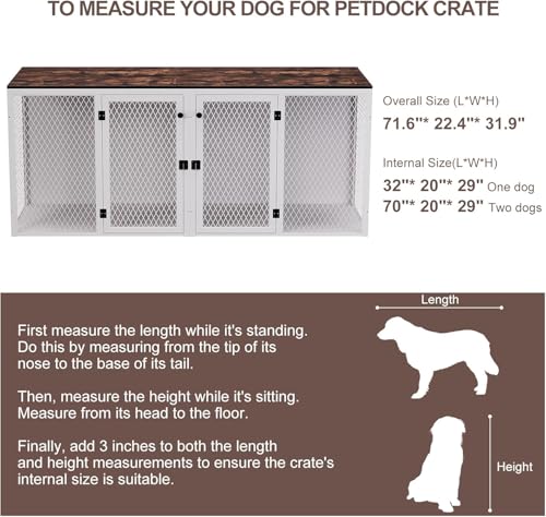 71 Inch Wooden Dog Crate Furniture with Divider D7098