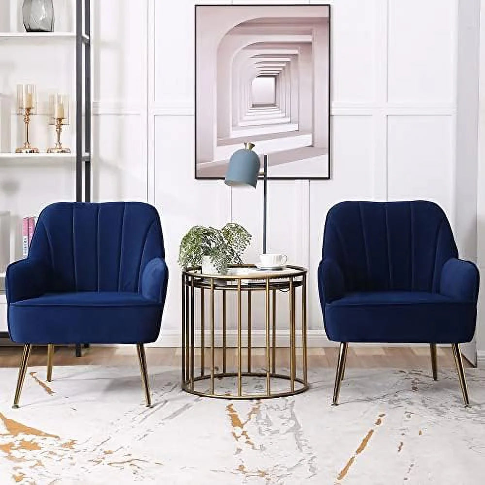 Black Velvet Upholstered Accent Chair with Gold Metal Legs V795711