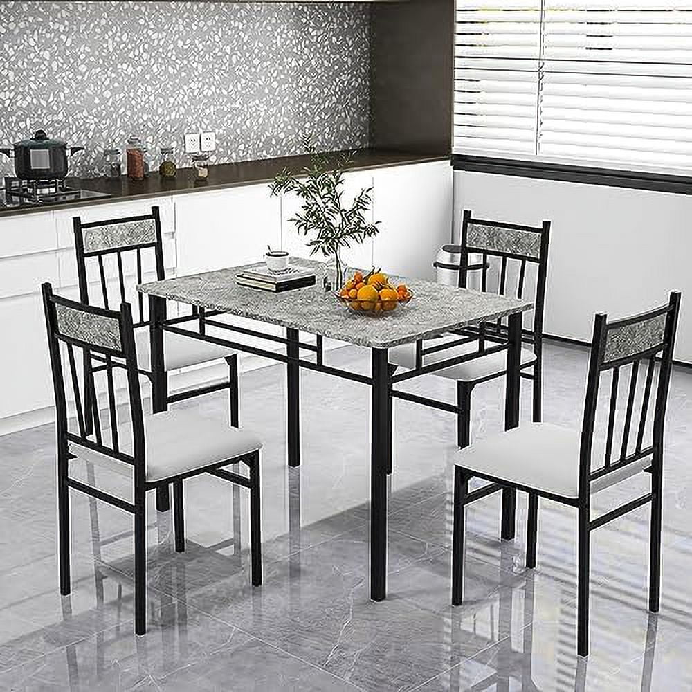 5 Piece Dining Table Set with Metal Frame & Padded Seat S9806