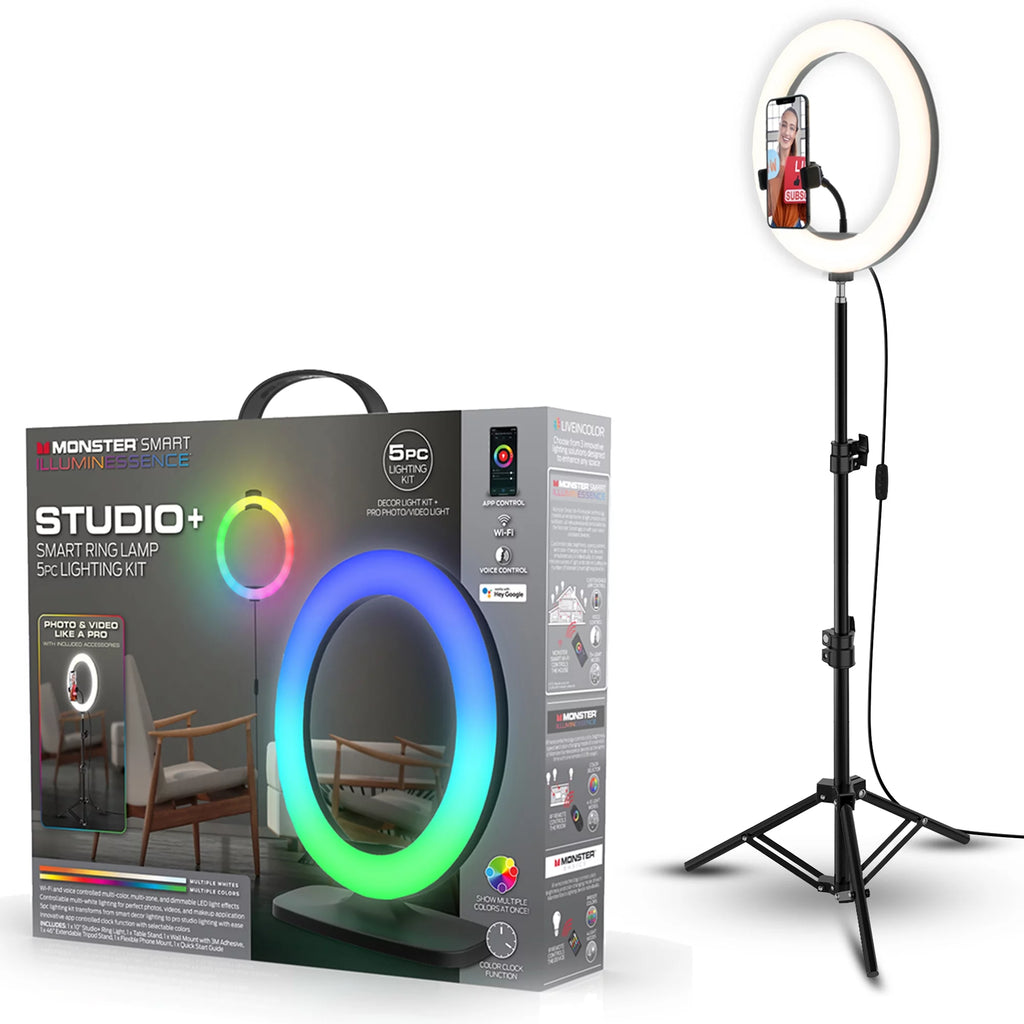 LED Ring Lamp and Vlogging Light Kit with Tripod Stand G482133