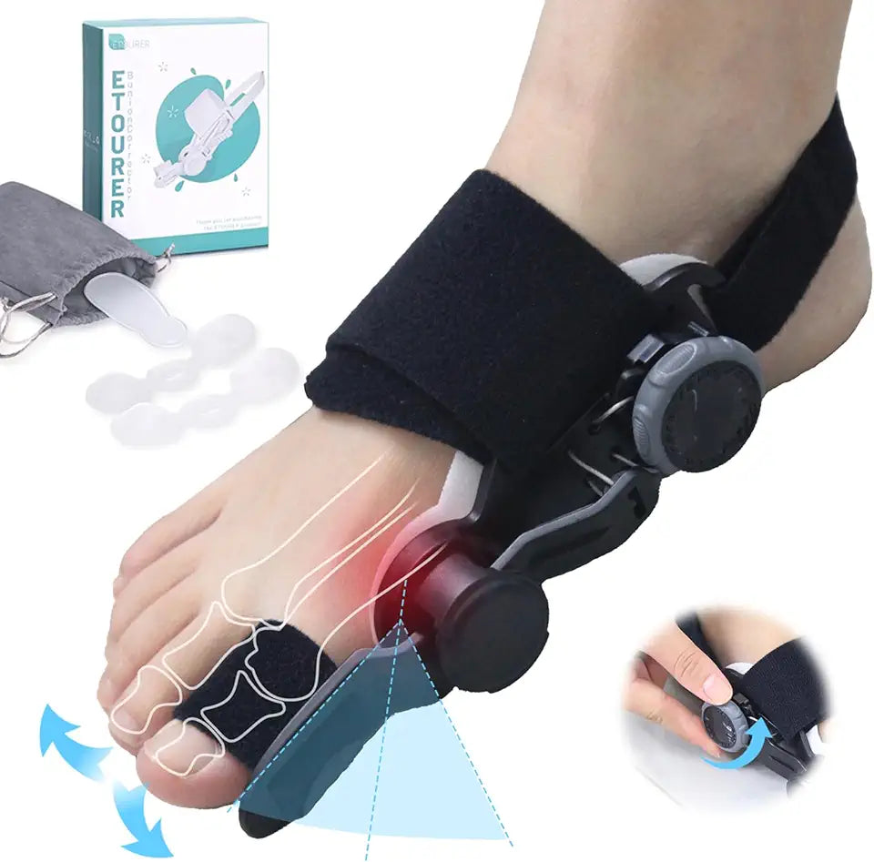 Black Adjustable Toe Straightener with Silicone Pad F3083