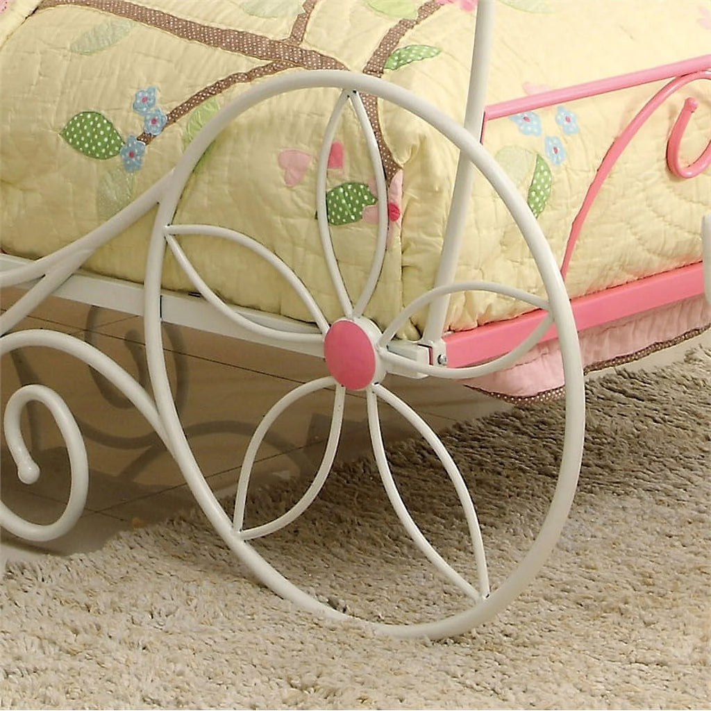 Pink and White Metal Twin Bed D642