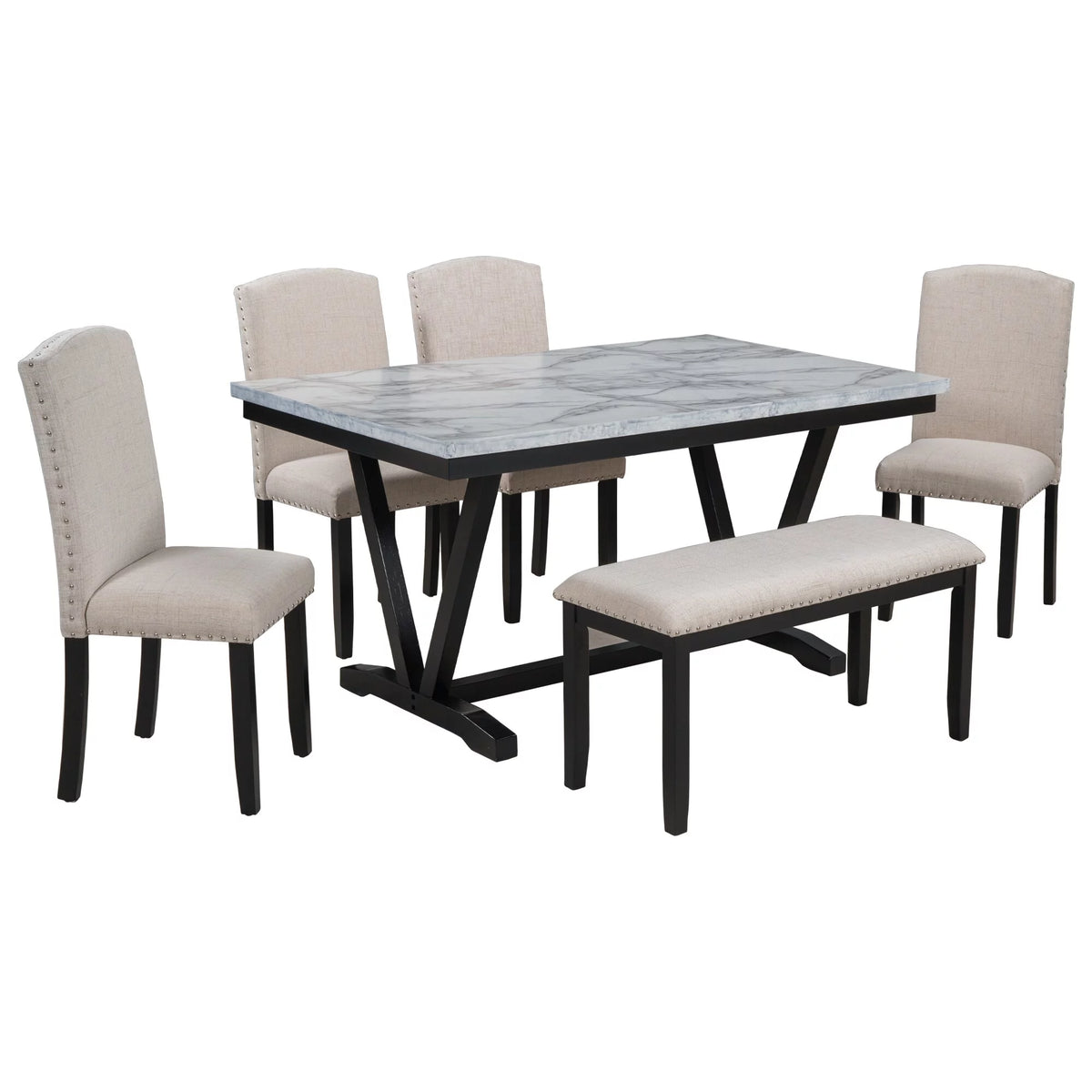 6-piece Dining Table with 4 Chairs & 1 Bench L9320