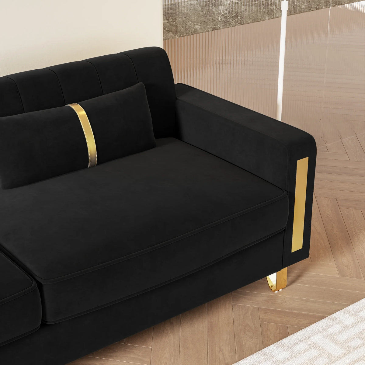 Black Velvet Sofa Couch M105698