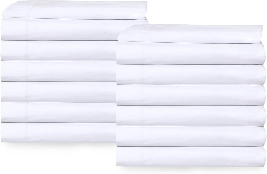 Twin Flat Sheet 66X108 inches Pack of 24 Bright White Cotton Rich K9580