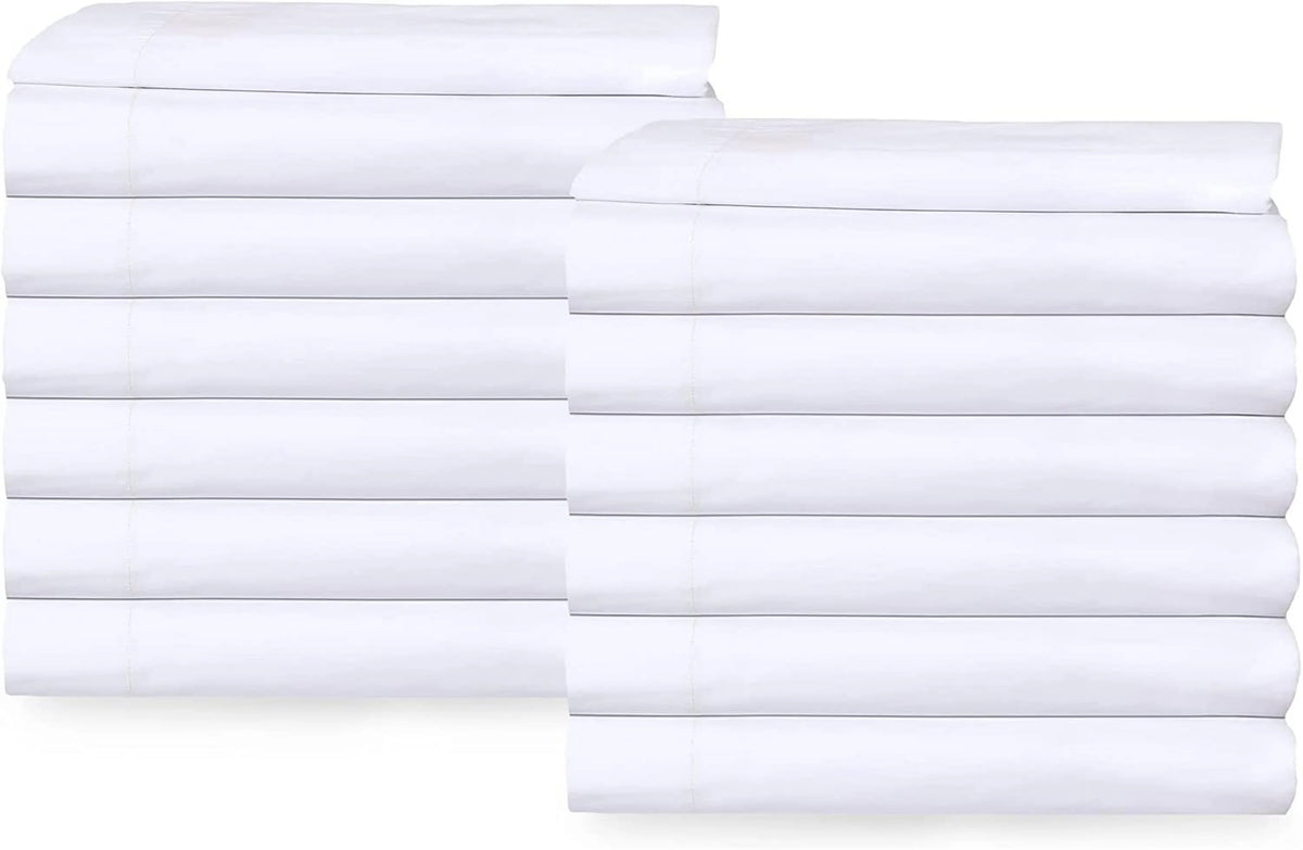 Twin Flat Sheet 66X108 inches Pack of 24 Bright White Cotton Rich K9580