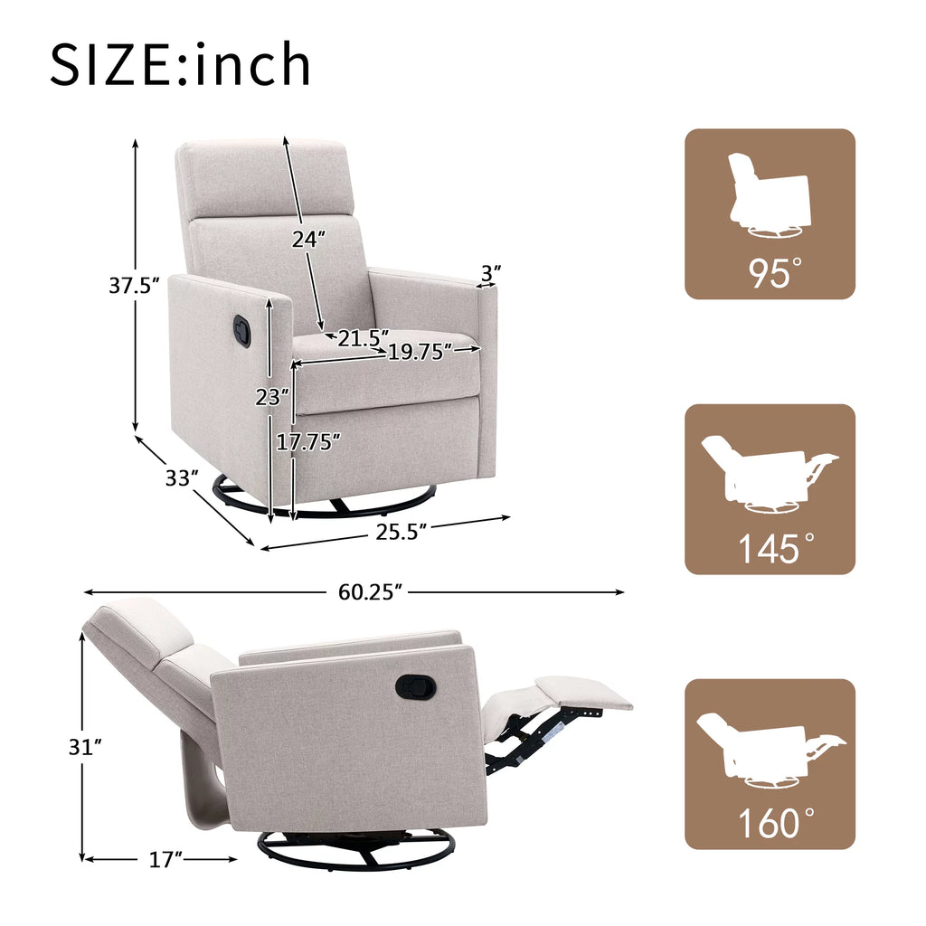 Tan Upholstered Swivel Recliner Chair A562034