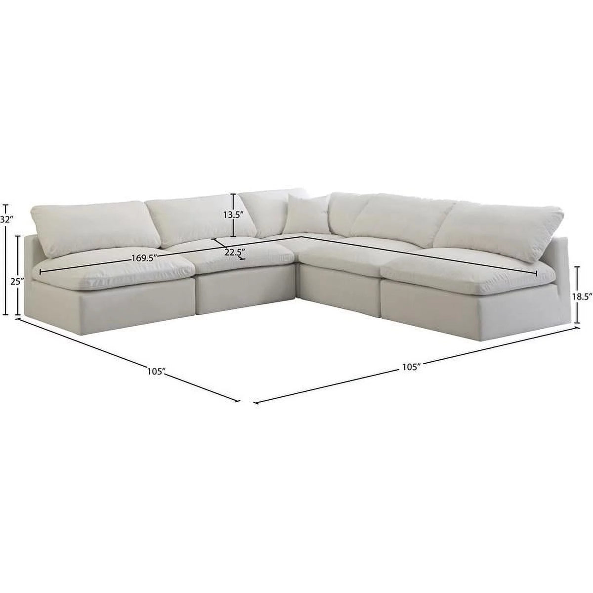 Cream Velvet Modular Sectional V303533