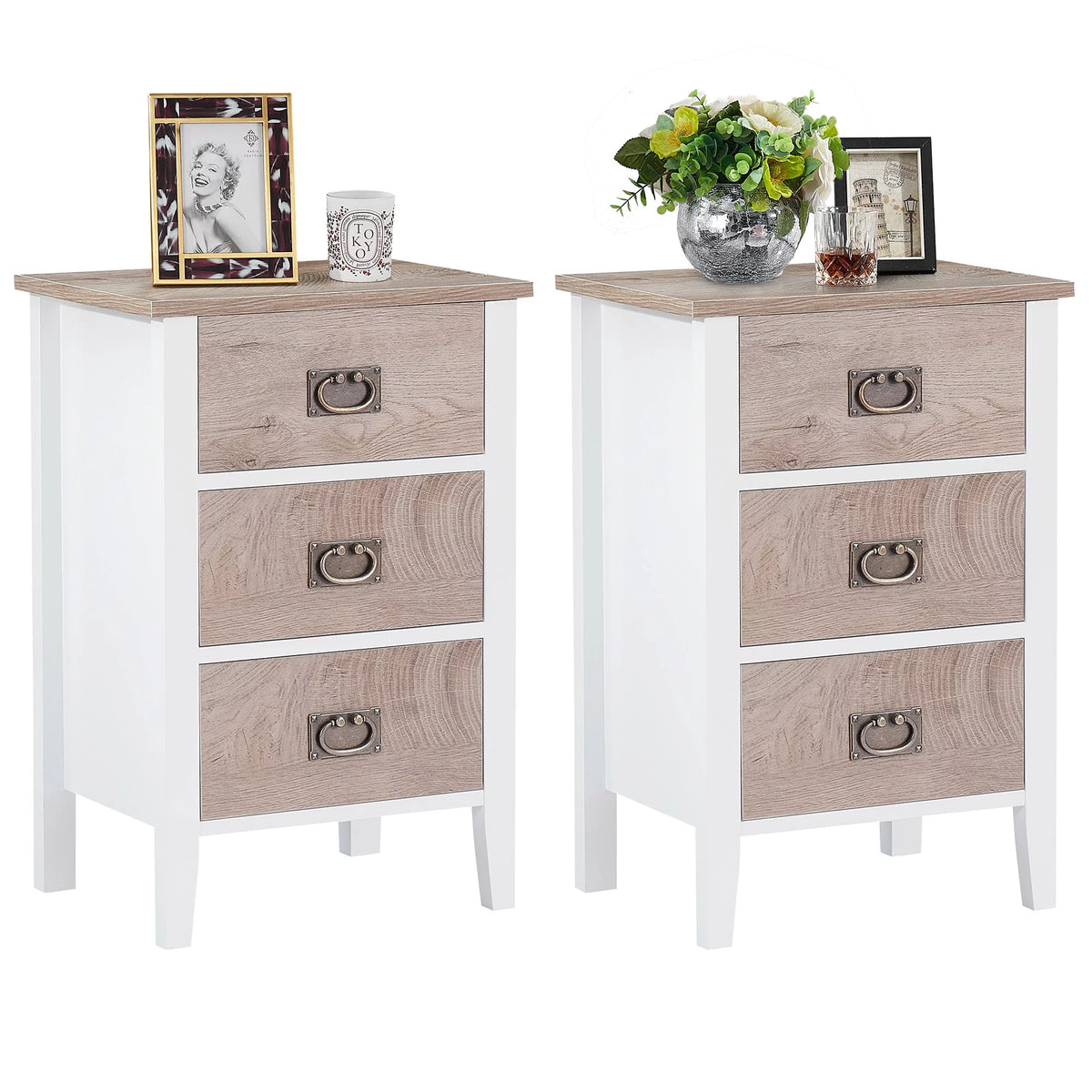 3-Piece Bedroom Set with Metal Bed Frame and 2 Nightstand G5331