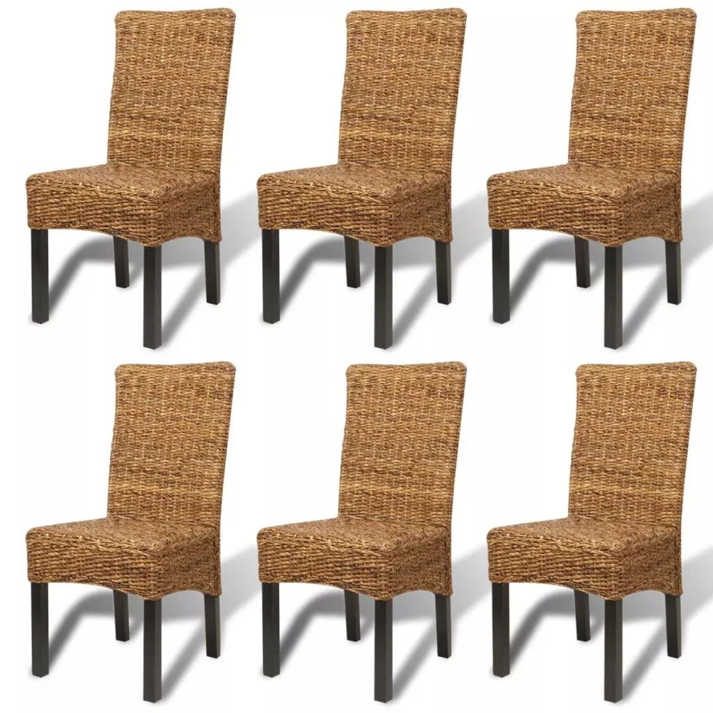 6 pcs Abaca and Solid Mango Wood Dining Chairs N9633