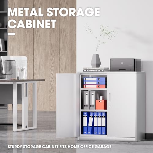 Metal Storage Cabinet with 2 Doors and 2 Adjustable Shelves K35755