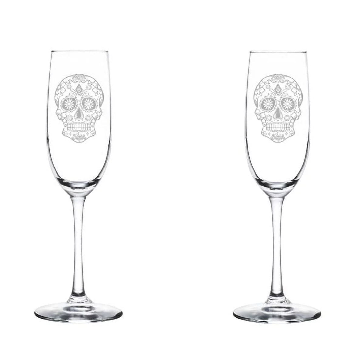 Set of 2 Glass Champagne Flutes 8 oz Stemmed H21198