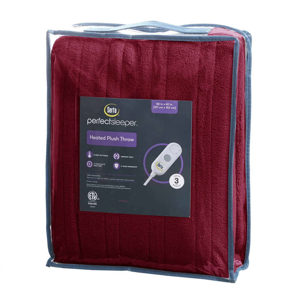 Berry Red Reversible Fleece to Sherpa Throw I6118