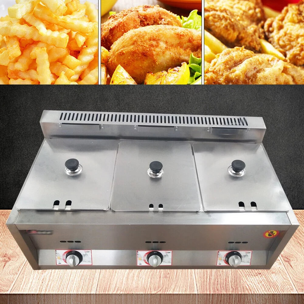 18L Propane NG Gas Fryer 3 Pan B33893