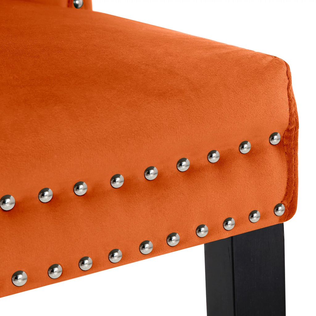 Orange Velvet Dining Chairs Set of 2 I302279