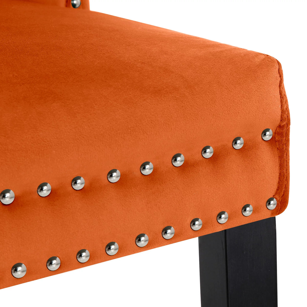 Orange Velvet Dining Chairs Set of 2 I302279
