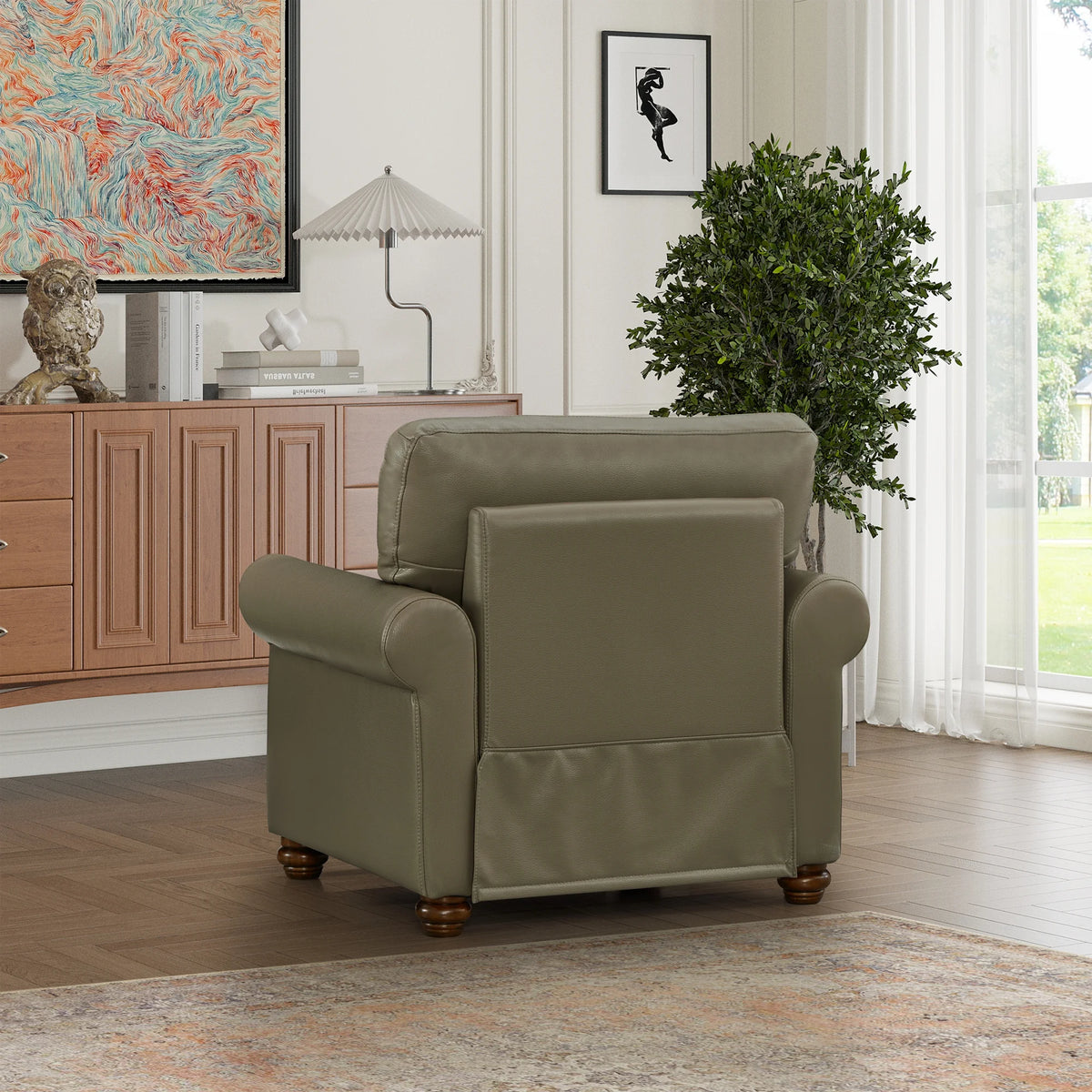 Grey Faux Leather Single Seat Sofa Chair P6888