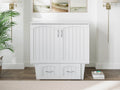 White Twin Solid Wood Murphy Bed Chest with Mattress F28062