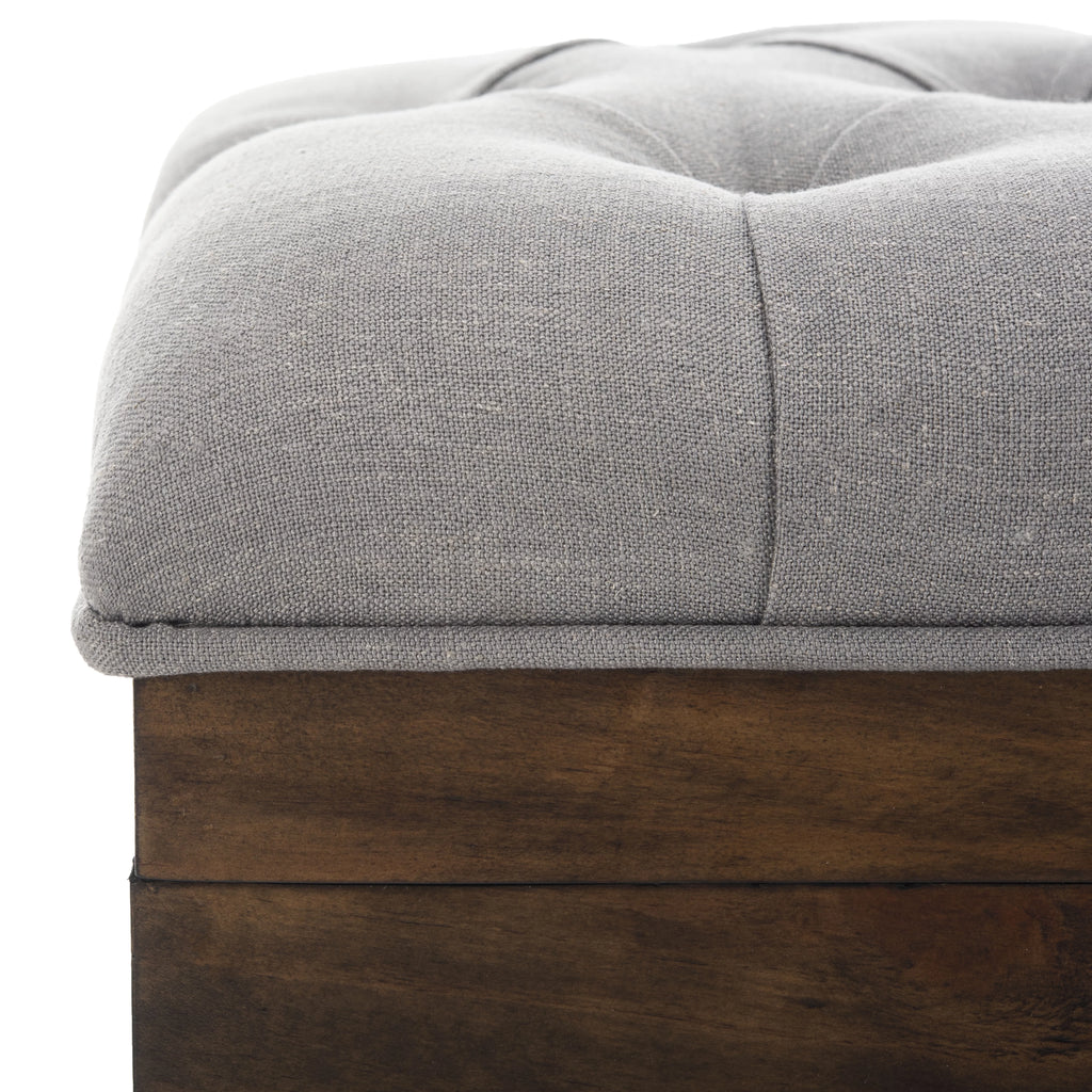 Grey Linen Storage Ottoman Y9385