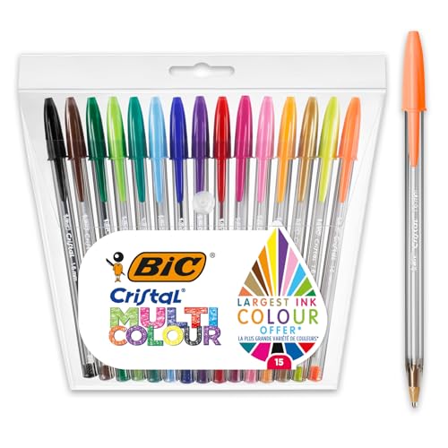 Multicolour Ballpoint Pens Wide Tip 1.6mm Pack Of 15 I157022